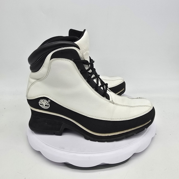 Timberland Shoe Women's 7M Euro Dub Spin Ankle Boots White & Black Leather - Picture 9 of 9